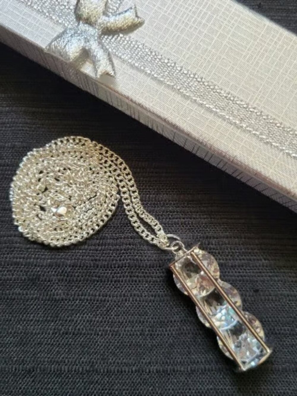 Elegant Rhinestone Silver Cage Necklace
